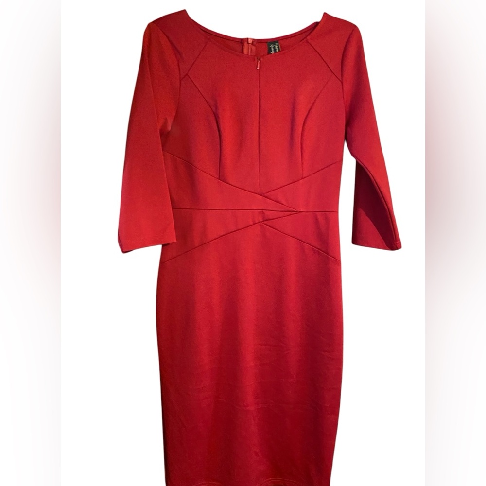 Vfshow Bodycon Dress Size Medium Stretch Workwear Burgundy dress red